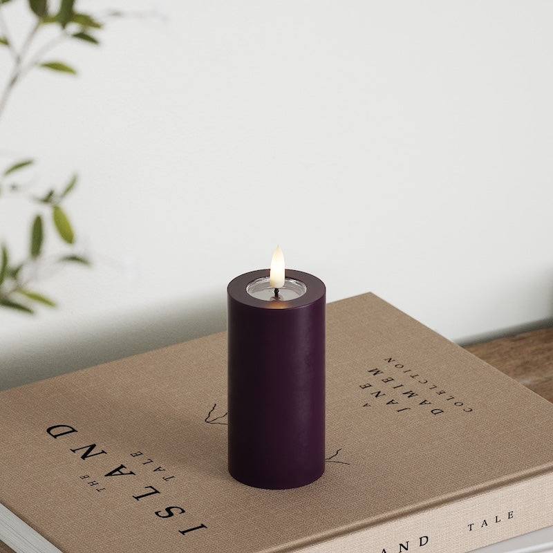 Deluxe Homeart LED Blockljus Ø 5 x 10 cm Mörklila