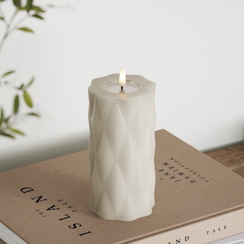 Deluxe Homeart Harlequin LED Bloklys Ø 7,5 x 15 cm Sand