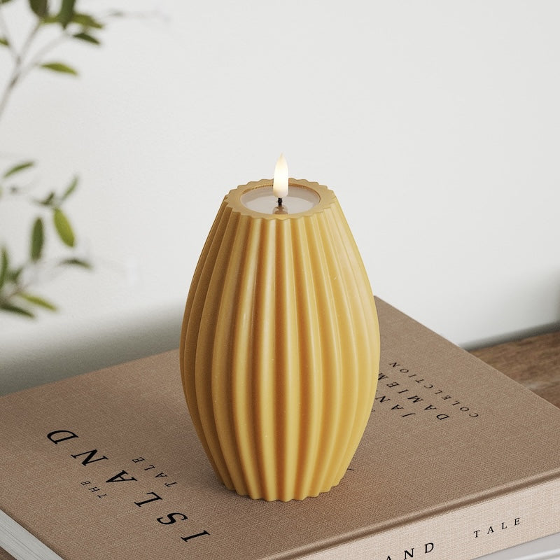 Deluxe Homeart LED Candela rigata P 10 x H 15 cm Curry