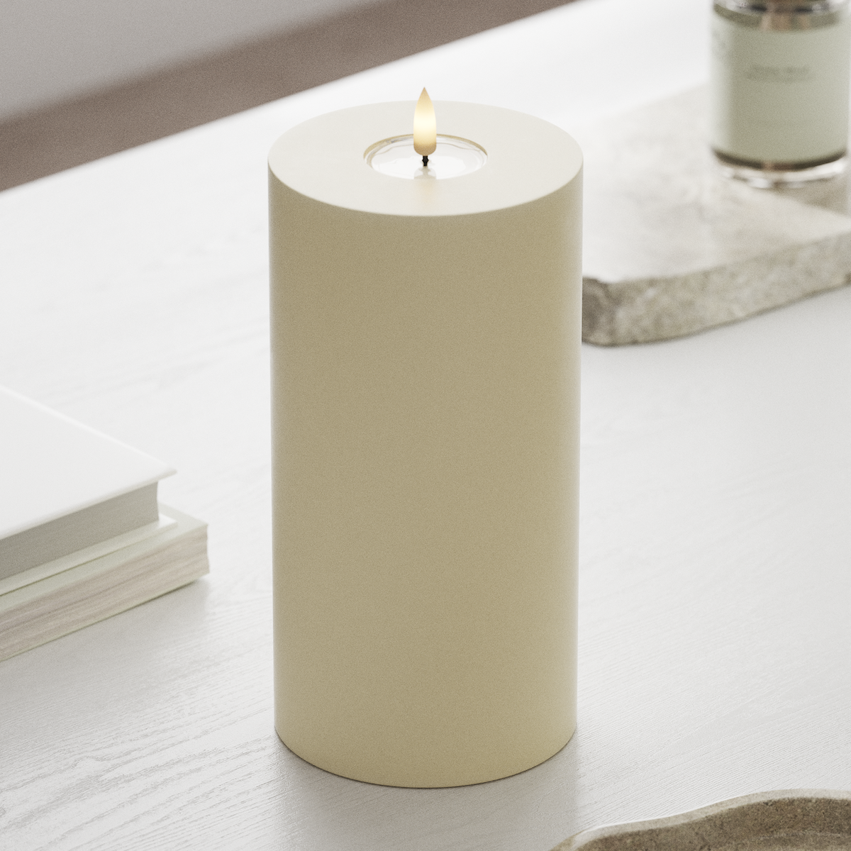 Deluxe Homeart LED Blockljus Ø 10 x 20 cm Kräm LED Blockljus 1