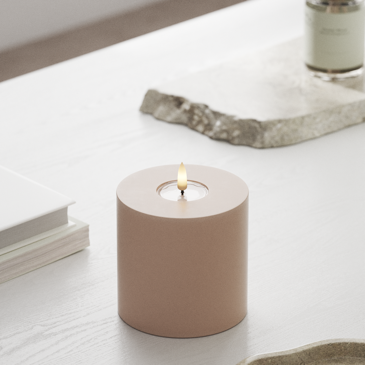 Deluxe Homeart LED Candela a pilastro Ø10×10 cm Rosa LED Candela a pilastro 1