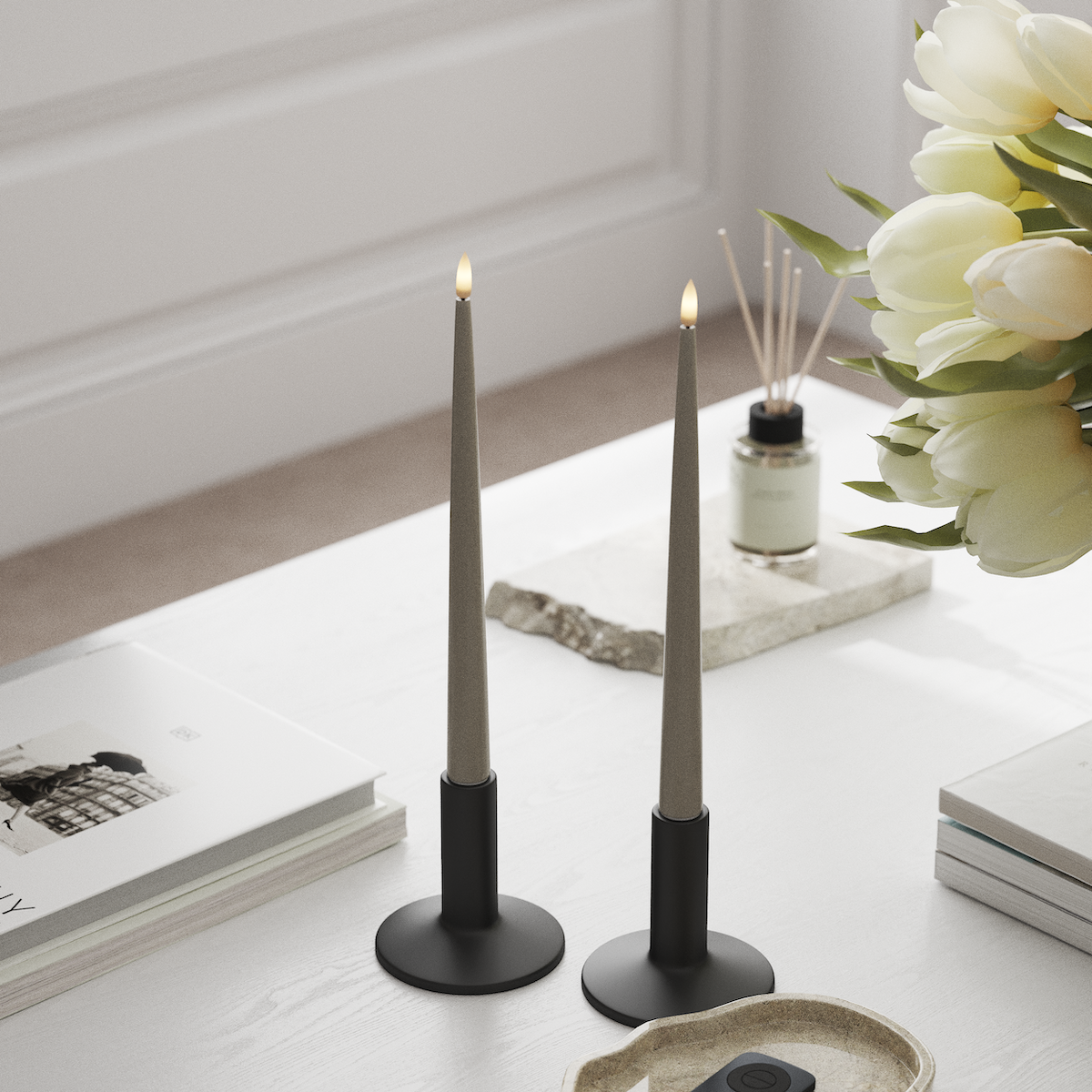 Deluxe Homeart LED Kerzenlicht Mit Lack mit Lack, 2 Stück 28 cm Sand LED Kerzenlicht Mit Lack 1