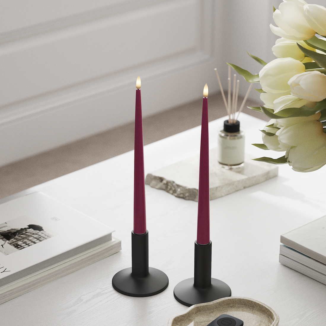 Deluxe Homeart LED Ljus Med Lack med Lack, 2 st 28 cm Magenta LED Ljus Med Lack 3