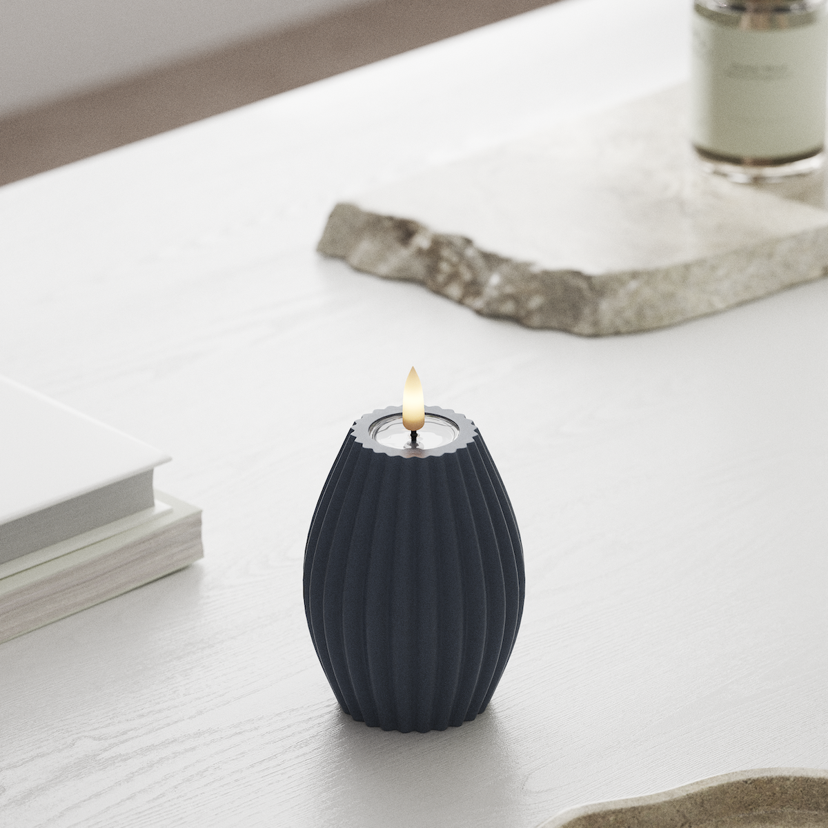 Deluxe Homeart LED Rillelys D 7,5 x H 10 cm Isblå LED rillelys 1