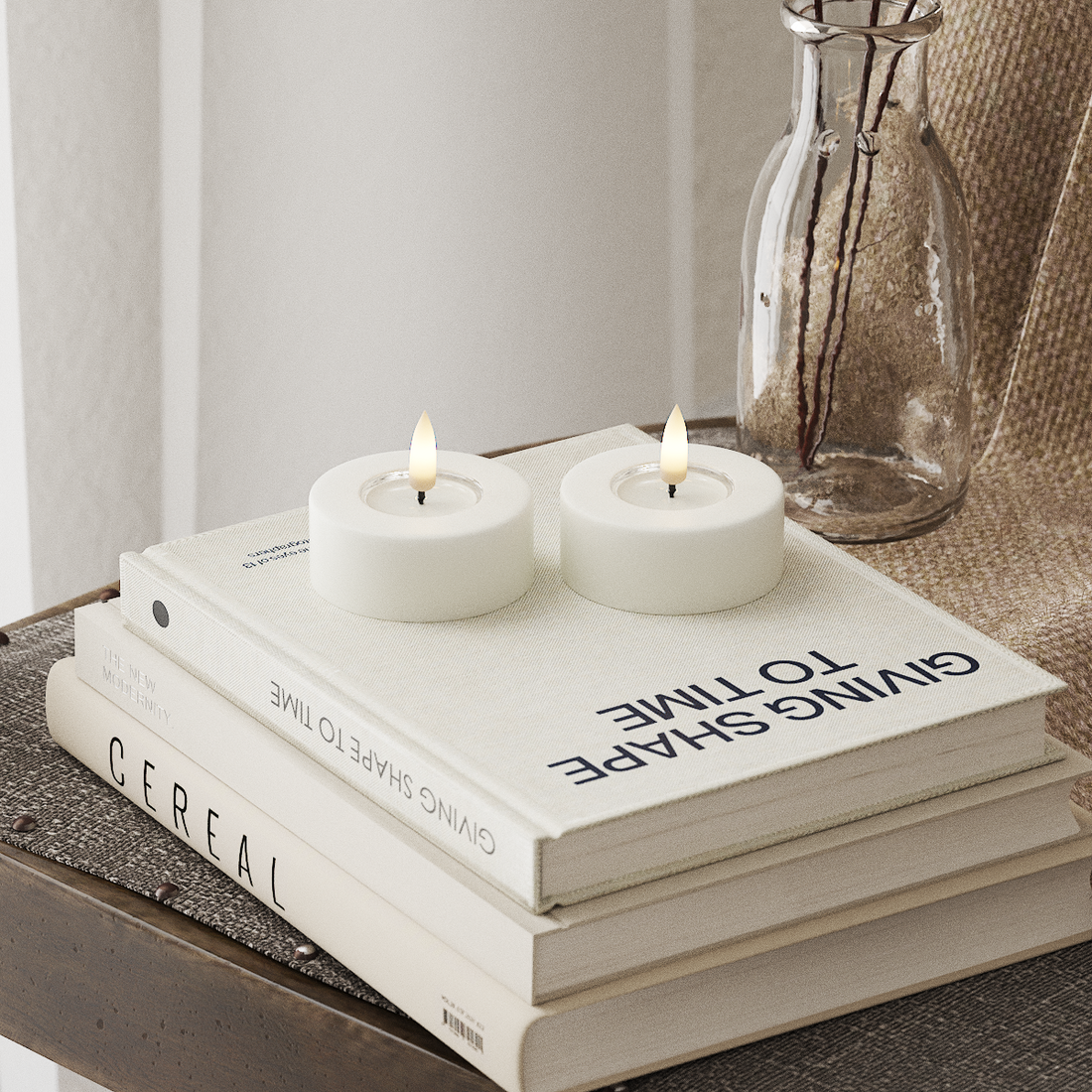 Deluxe Homeart LED Jumbo Fyrfadslys 2 stk. Store Hvid LED jumbo fyrfadslys 4