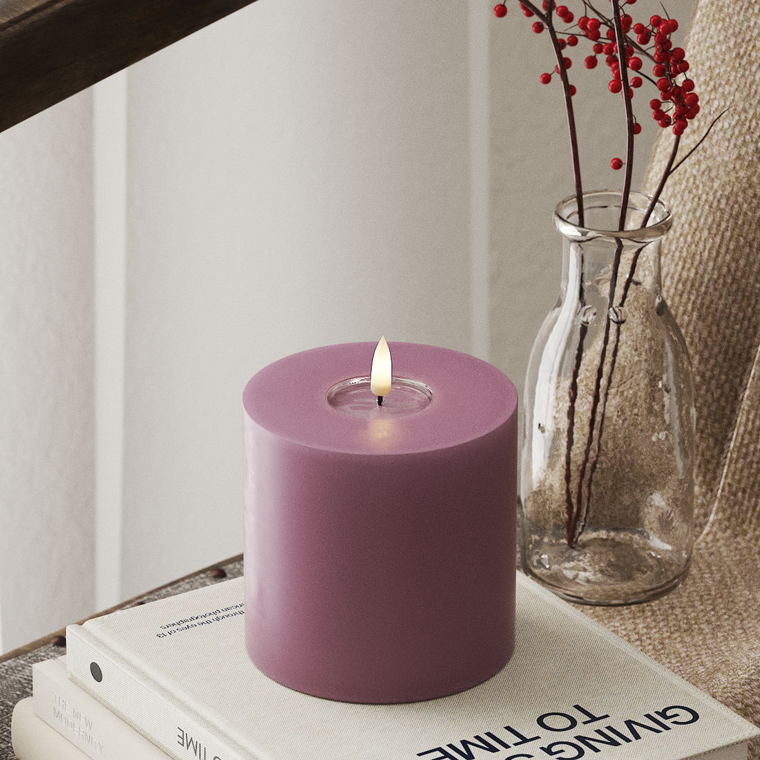 Deluxe Homeart LEDs Vela pilar Ø 10 x 10 cm Roxo claro LEDs Vela pilar 4