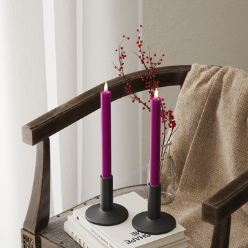 Deluxe Homeart LED Candela da candelabro 2 pezzi, Ø 2 x 24 cm Viola LED Candela da candelabro 4