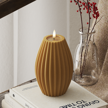 Deluxe Homeart LED Candela rigata P 10 x H 15 cm Curry LED Candela rigata 4