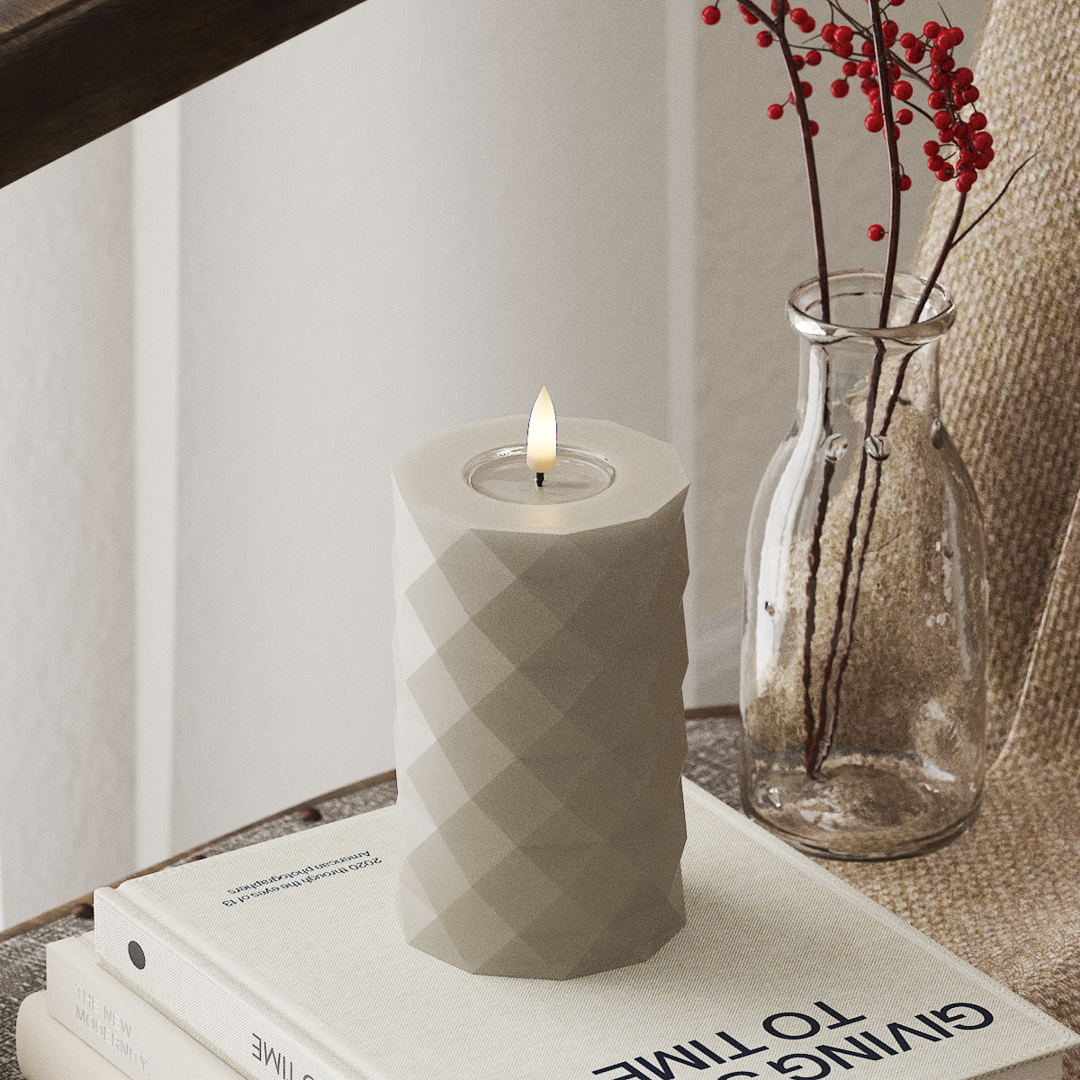 Deluxe Homeart Square LED Bloklys Ø 7,5 x 12,5 cm Sand LED Square 4