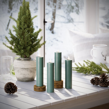 GUIDATO Candela a pilastro Ø 5 x 20 cm Verde giada - 4 pezzi