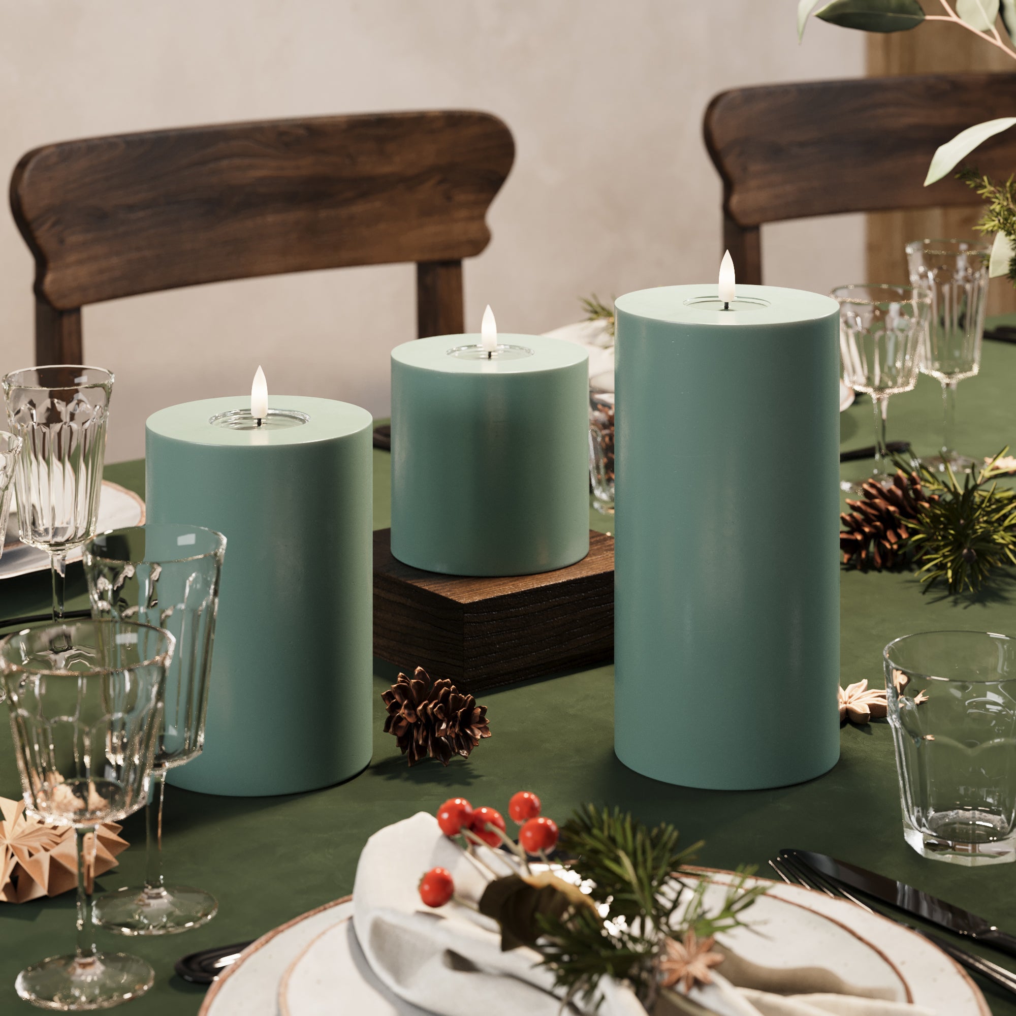 LED Blocklight Ø 10 x 10 cm Jadegrønn - 4 stk