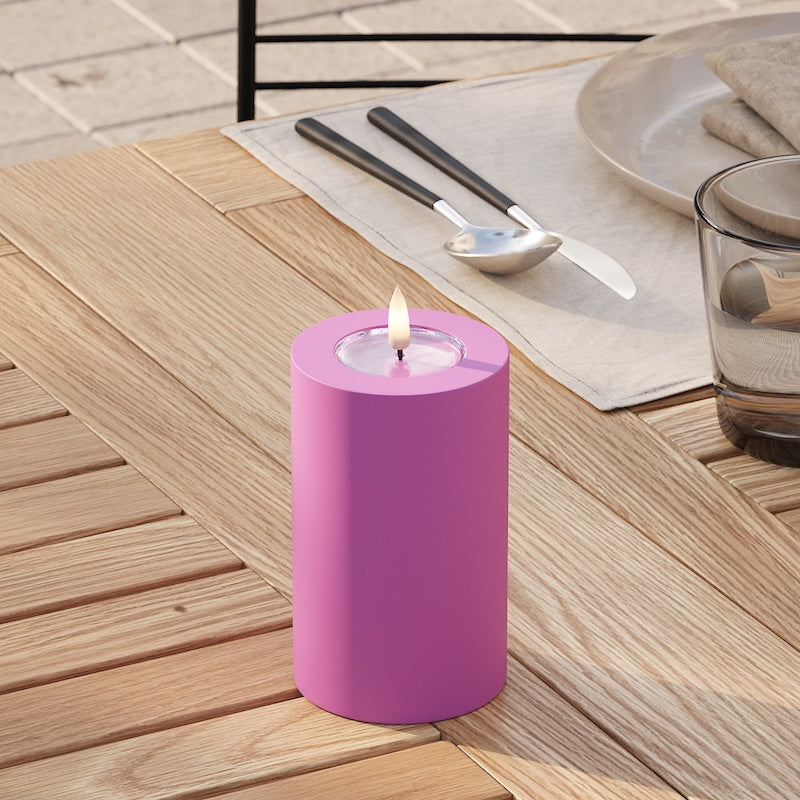 Deluxe Homeart Udendørs LED Bloklys Ø 7,5 x 12,5 cm Magenta