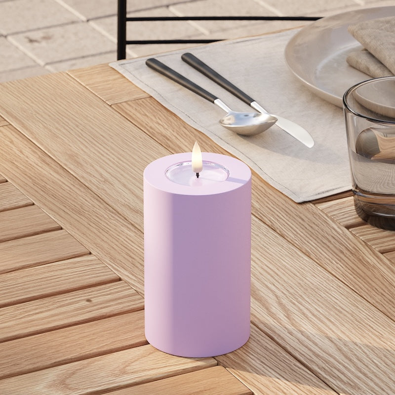 Deluxe Homeart Udendørs LED Bloklys Ø 7,5 x 12,5 cm Lavendel
