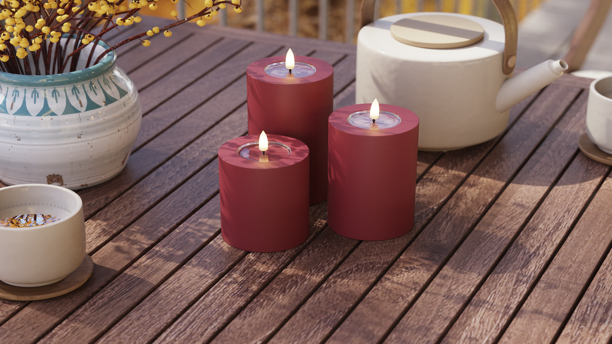 LED Utendørs lysblokklys med naturtro LED flamme