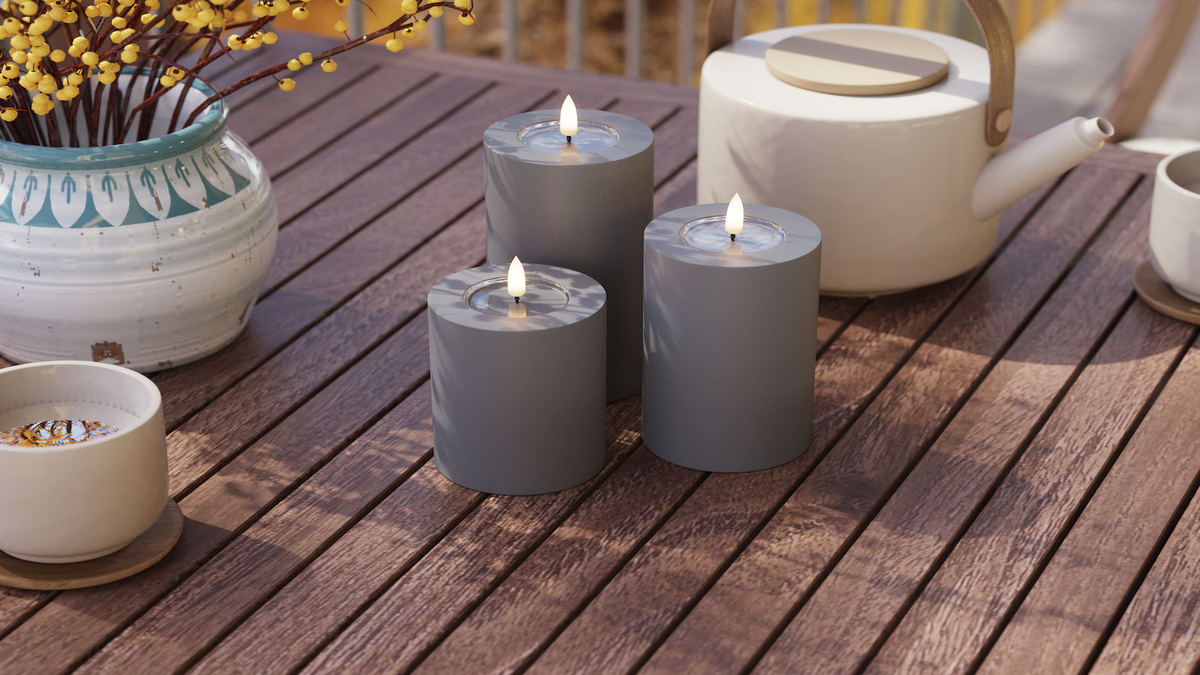LED Utendørs lysblokklys med naturtro LED flamme