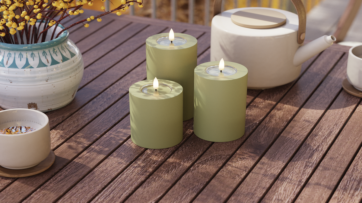 LED Utendørs lysblokklys med naturtro LED flamme