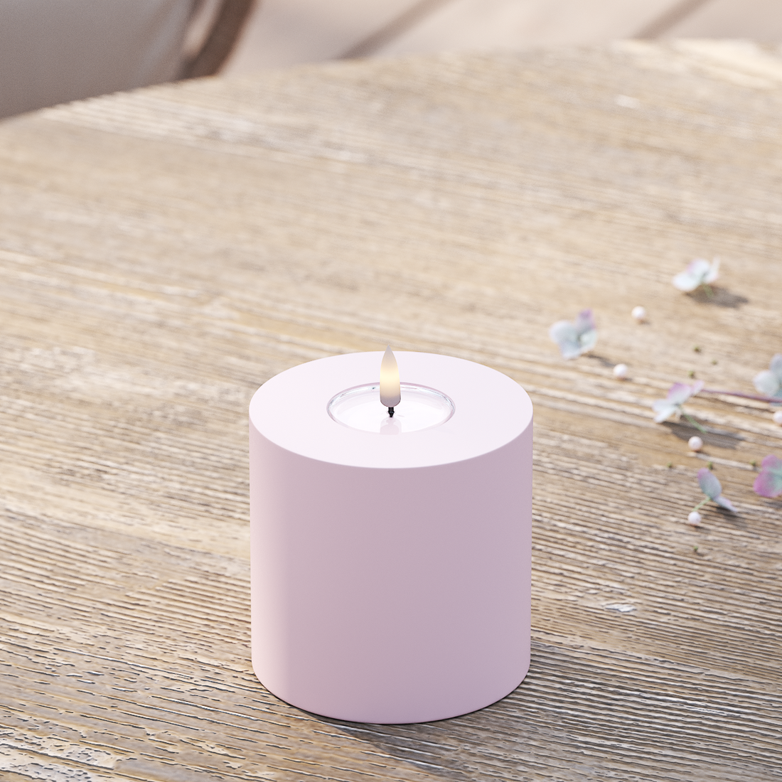 Deluxe Homeart LED externo Vela pilar Ø 10 x 10 cm Vermelho empoeirado Luz LED para exterior Vela pilar 2