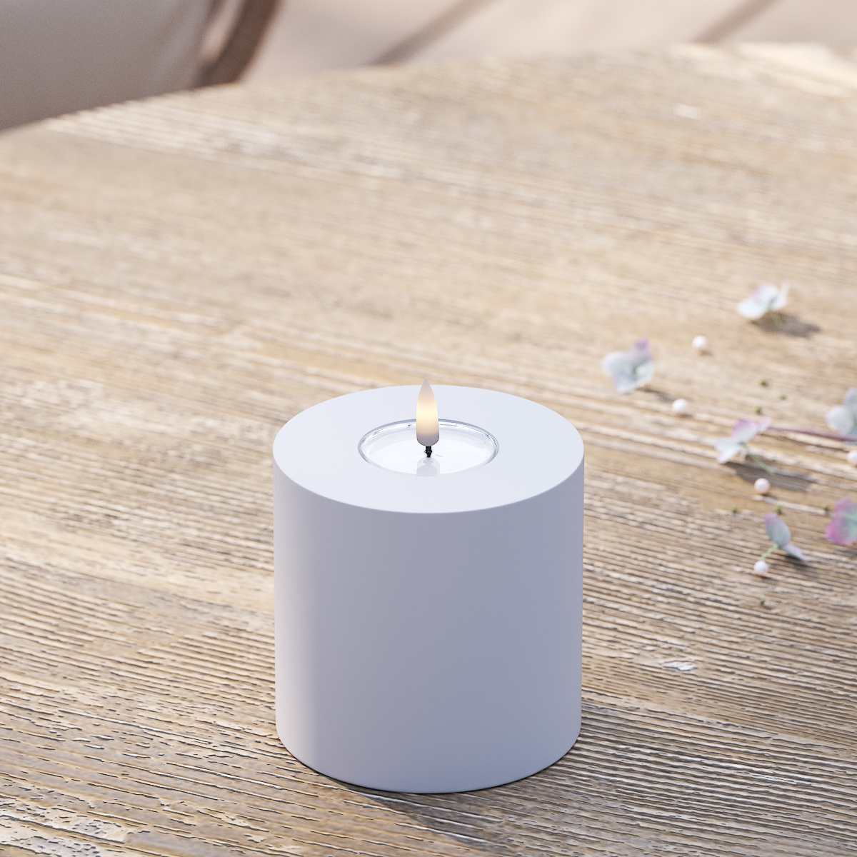 Deluxe Homeart LED externo Vela pilar Ø 10 x 10 cm Azul empoeirado Luz LED para exterior Vela pilar 2