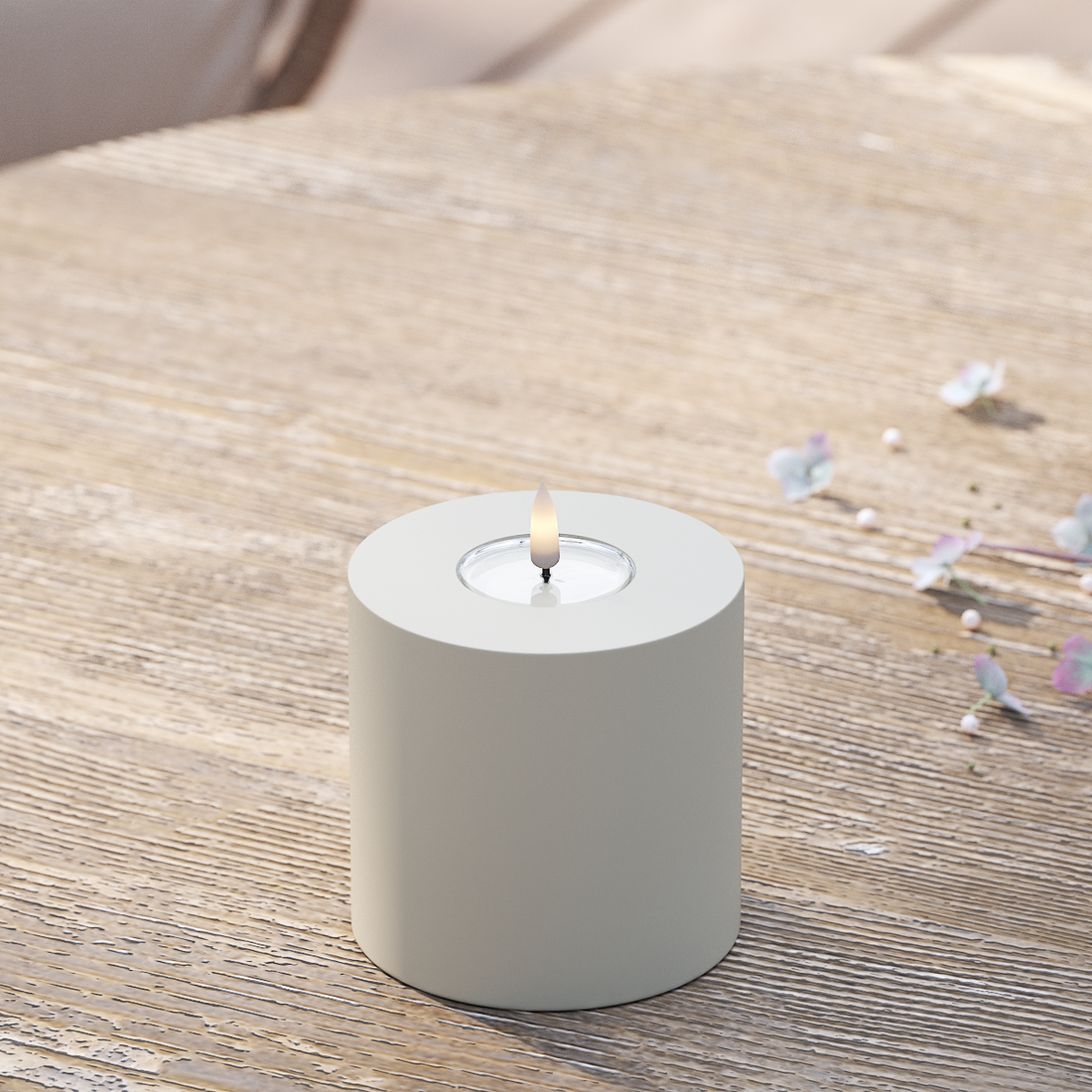 Deluxe Homeart Udendørs LED Bloklys Ø 10 x 10 cm Sand LED udendørslys bloklys 2