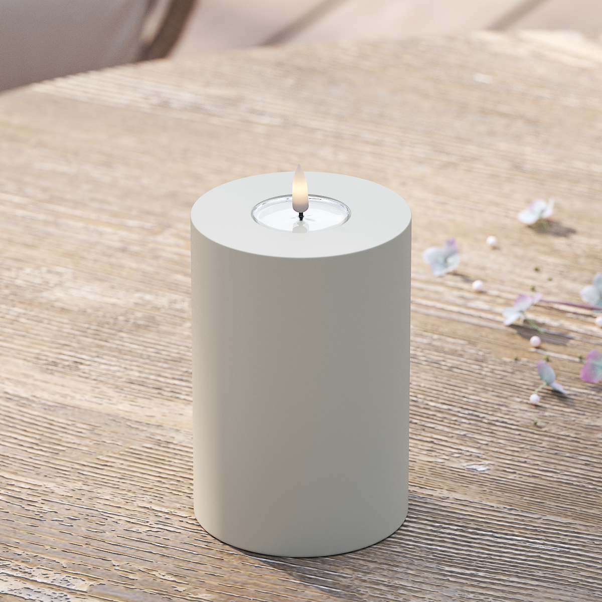 Deluxe Homeart Udendørs LED Bloklys Ø 10 x 15 cm Sand LED udendørslys bloklys 2