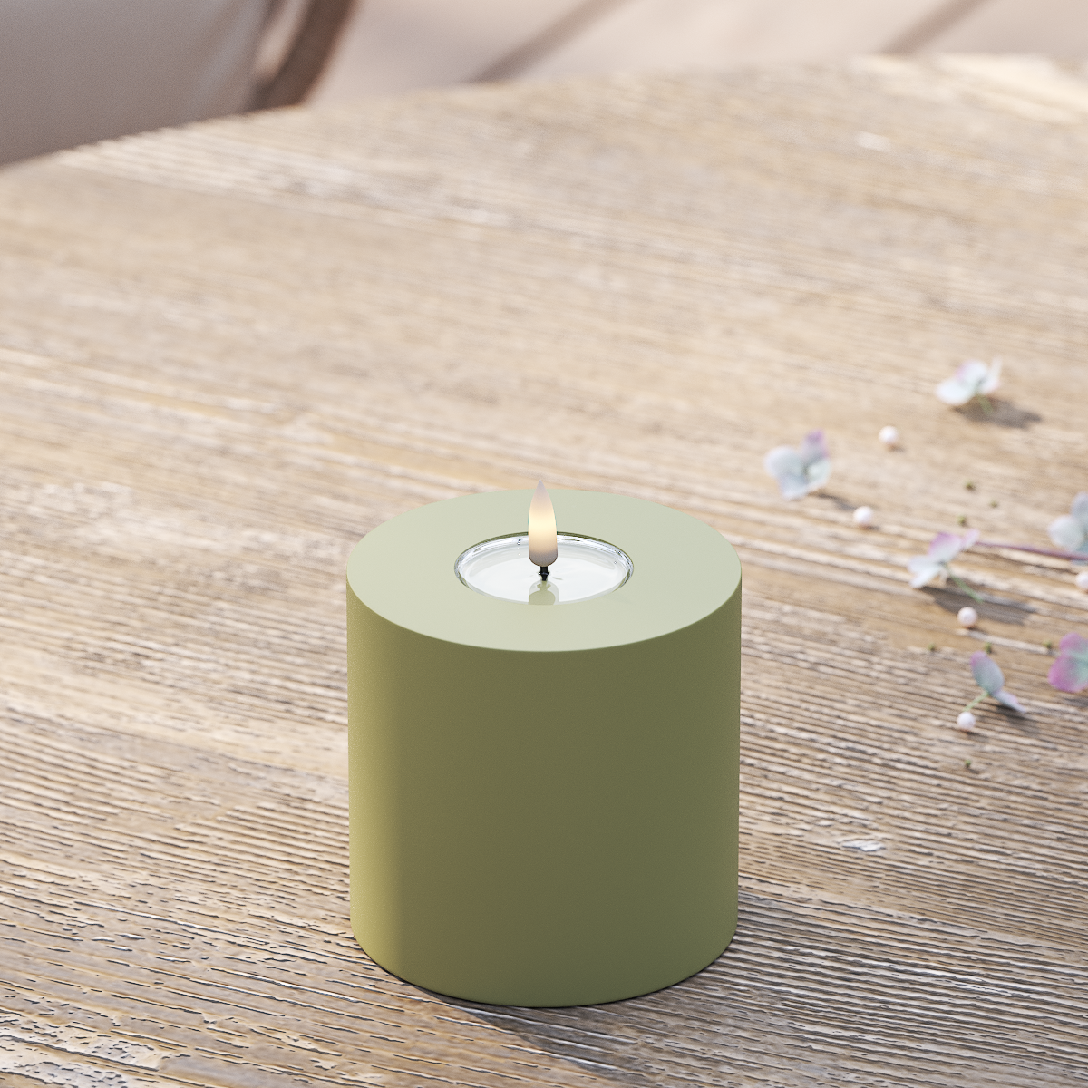 Deluxe Homeart LED per esterni Candela a pilastro Ø10×10 cm Verde oliva Luce esterna a LED Candela a pilastro 2