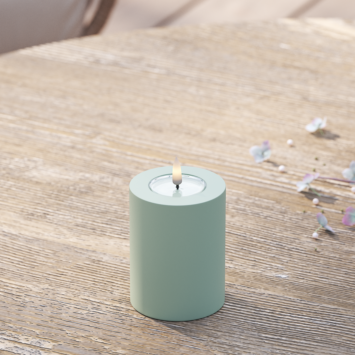 Deluxe Homeart LED per esterni Candela a pilastro Ø7,5x10 cm Verde salvia Luce esterna a LED Candela a pilastro 2