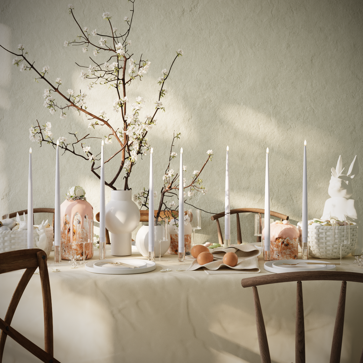 Deluxe Homeart LED Kertelys pakke - Støvet blå - 8 stk 38 cm kertelys pakke 1