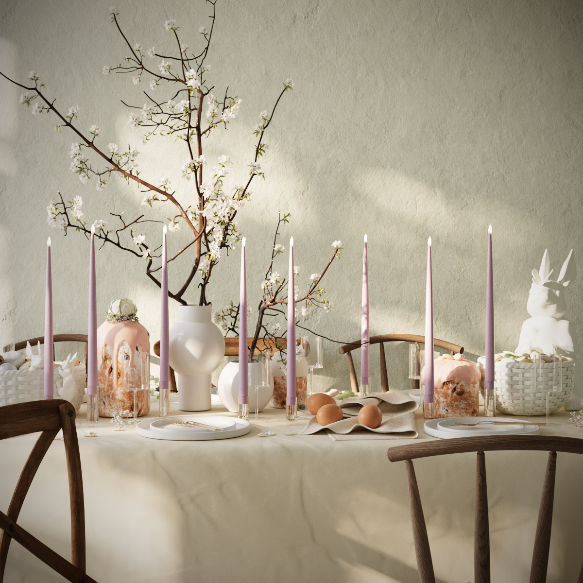 Deluxe Homeart LED-küünlavalguse pakett – Helelilla - 8 tk 38 cm küünlaid pakend 1