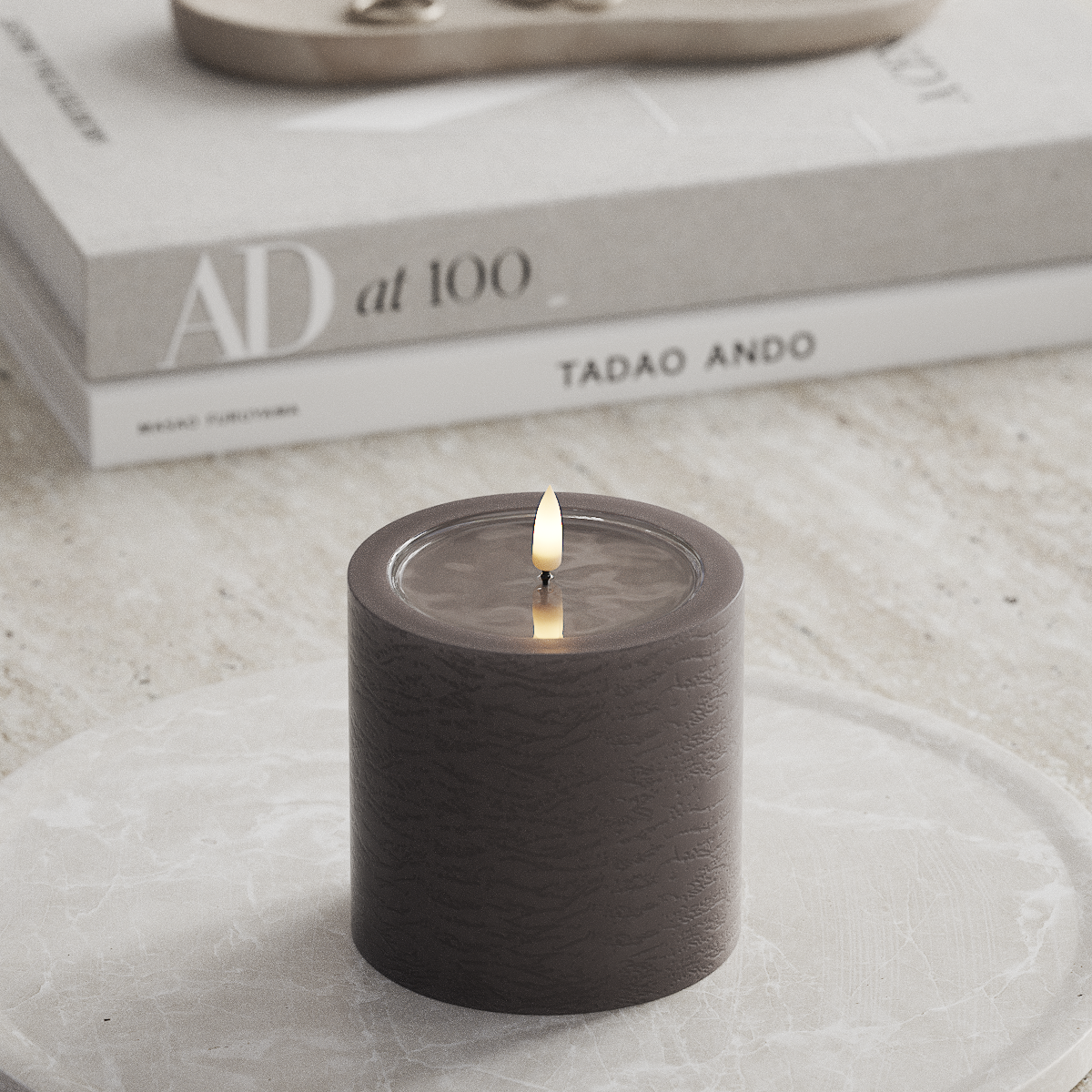 Deluxe Homeart Unique LED Bloklys D 10 x 10 cm Mokka unique bloklys 1