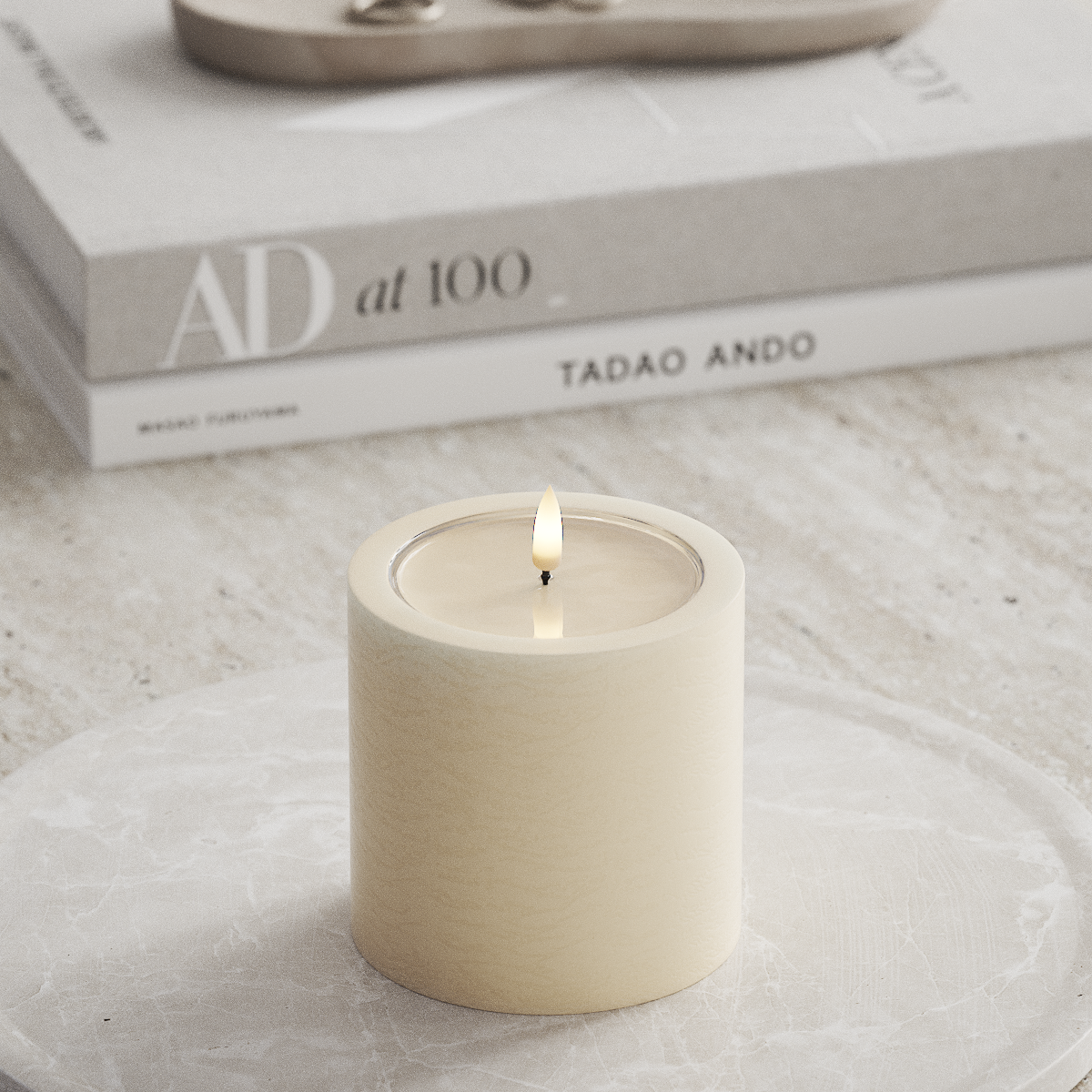 Deluxe Homeart Unique LED Bloklys D 10 x 10 cm Cream unique bloklys 1