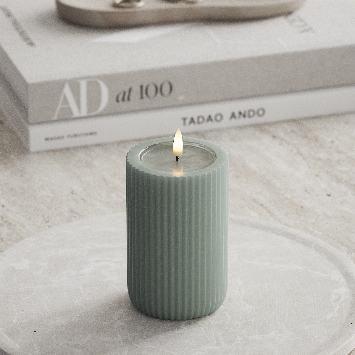 Deluxe Homeart Unique LED Rillelys D 8 x 12,5 cm Salvie grøn unique rillelys 1