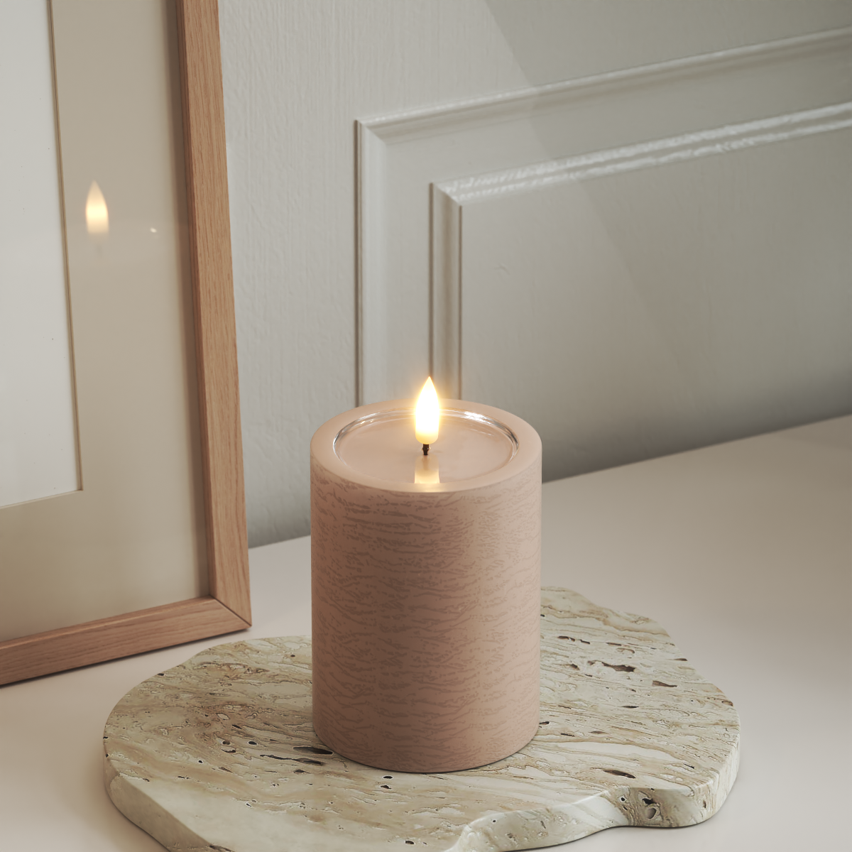 Deluxe Homeart Unique LED Bloklys D 7,5 x 10 cm Rose unique bloklys 3